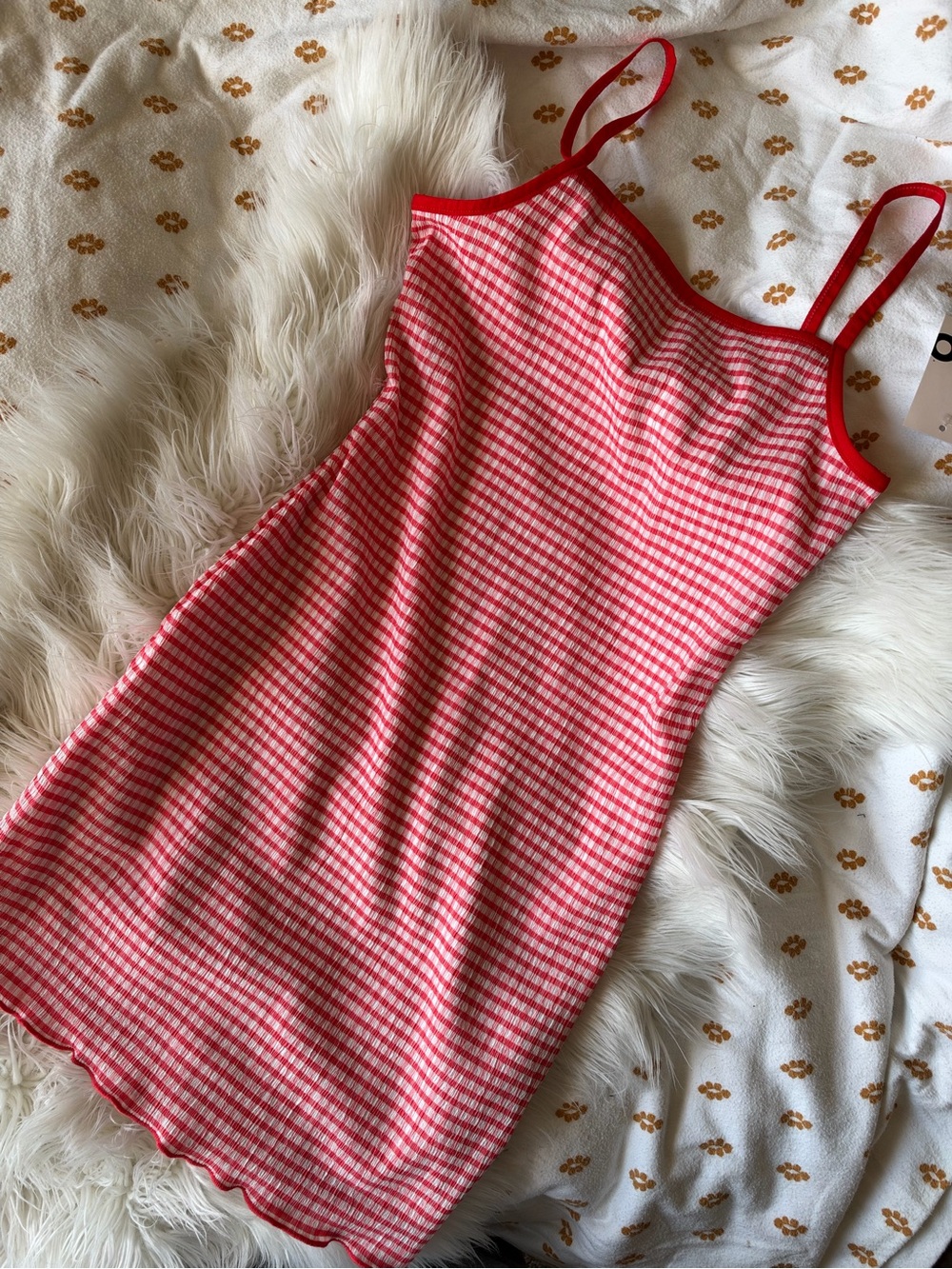 SO Red and White Gingham Mini Slip Dress